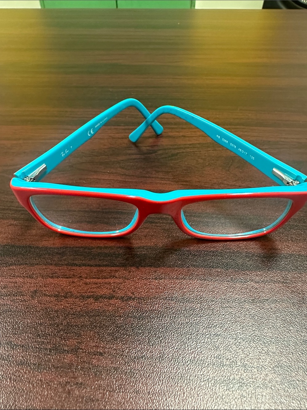 Ray-Ban Kids Two-Tone Red & Blue Rectangle Glasses